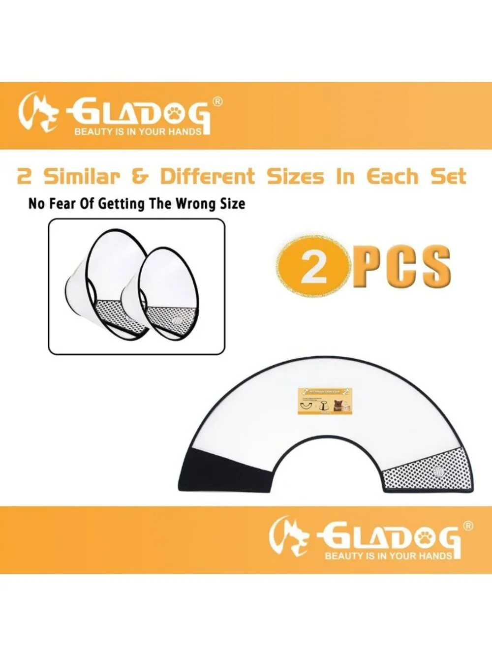 Soft Dog Recovery Cone Collar - 2 PCS Adjustable E-Collar for All Sizes, Comfy